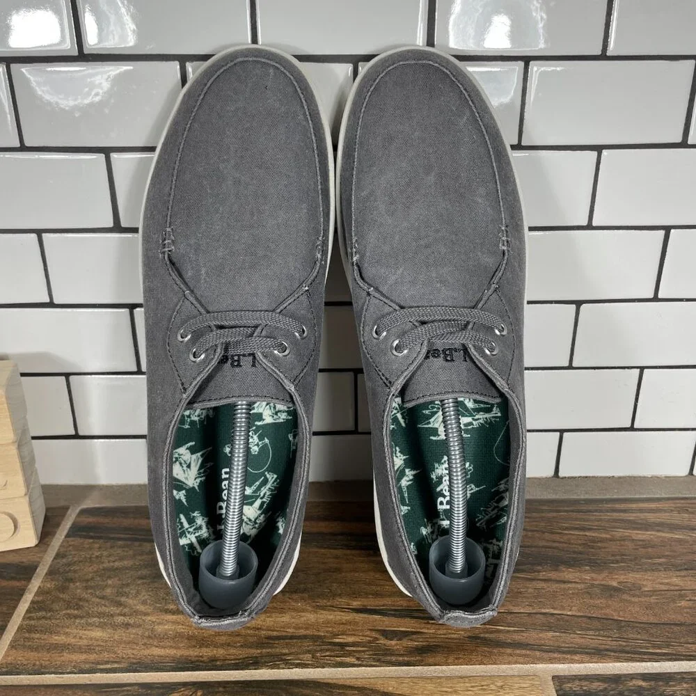 LL Bean Campside 2 Eye Boat Shoes Mens Size 13 Gray Casual Lace Up Low Tops